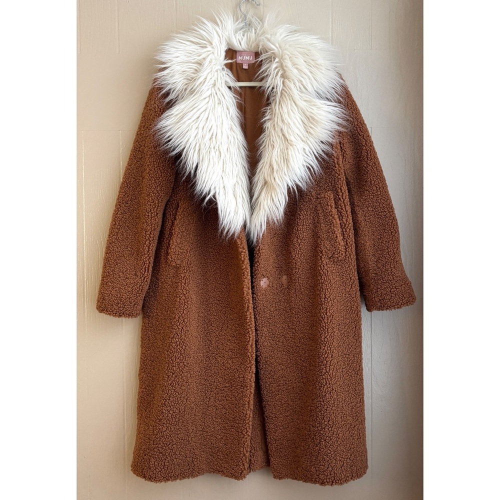 Show Me Your MuMu Stay Warm Faux Fur Collar Teddy Sherpa Chic Coat Jacket - Picture 2 of 16